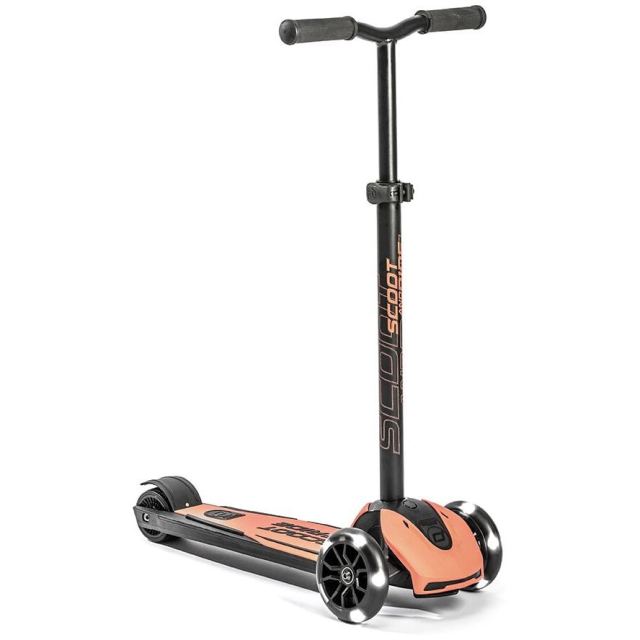 Scoot&nbsp;&&nbsp;Ride Trotineta copii pliabila, Scoot & Ride Highwaykick 5 LED Peach, reglabila, roti luminoase, 5 ani +, pana la 80 kg