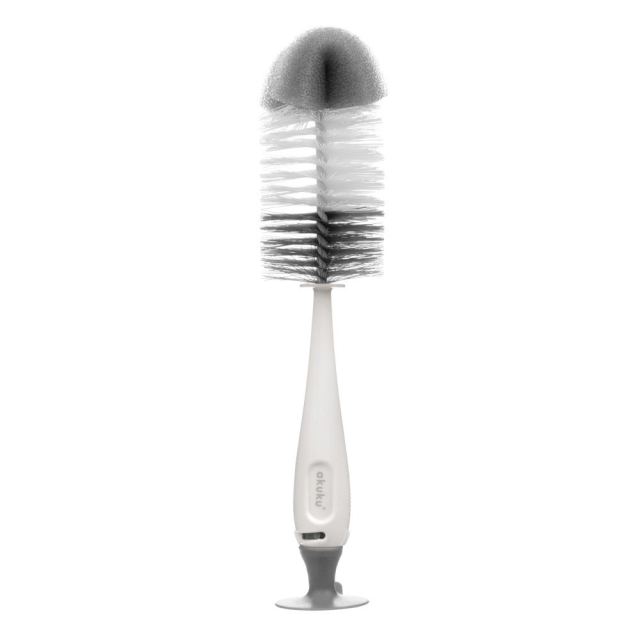 Set perii pentru biberoane si tetine Akuku Gri cu burete incorporat si ventuza fixare, fara bpa, dimensiune 26x11x6 cm