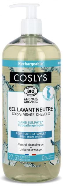 Gel de dus Bio ten, maini, corp si par pentru toata familia, fara parfum Coslys 1 litru