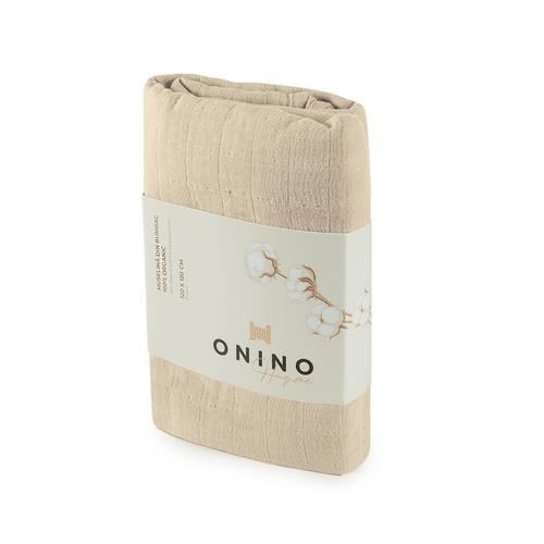 Muselina multifunctionala din bumbac 100% organic ONINO HUG.me Creamy Vanilla, 120 x 120 cm, certificata GOTS