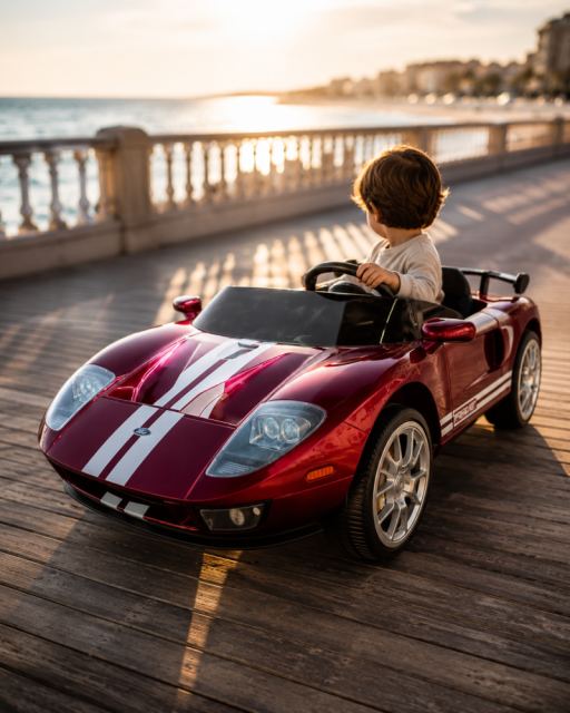 Masinuta electrica pentru copii Ford GT 24V Rosu Metalic, 2 locuri, licenta oficiala, telecomanda 2.4G, usi functionale