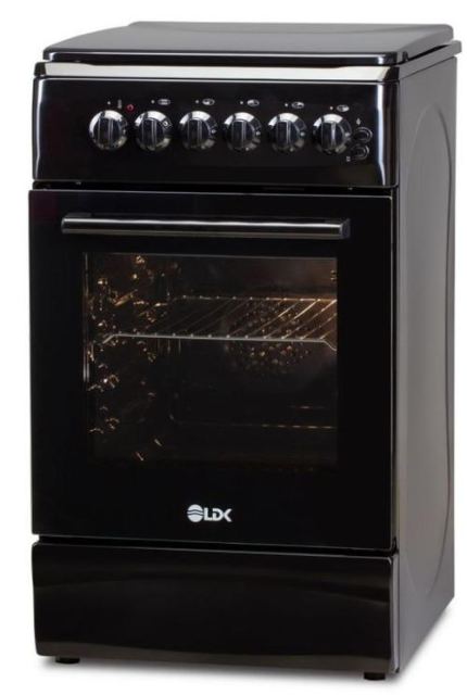 Aragaz mixt LDK 5060 ECAI Black RMV LPG, 4 Arzatoare, Aprindere electrica, Cuptor electric, 51 L, 60 cm (Negru)