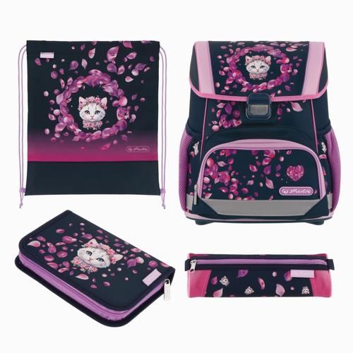 Ghiozdan echipat Herlitz Loop Plus, Blossom Dance, ergonomic, greutate 870g, dimensiuni 37x31x22cm, set cu penar neechipat și sac de sport