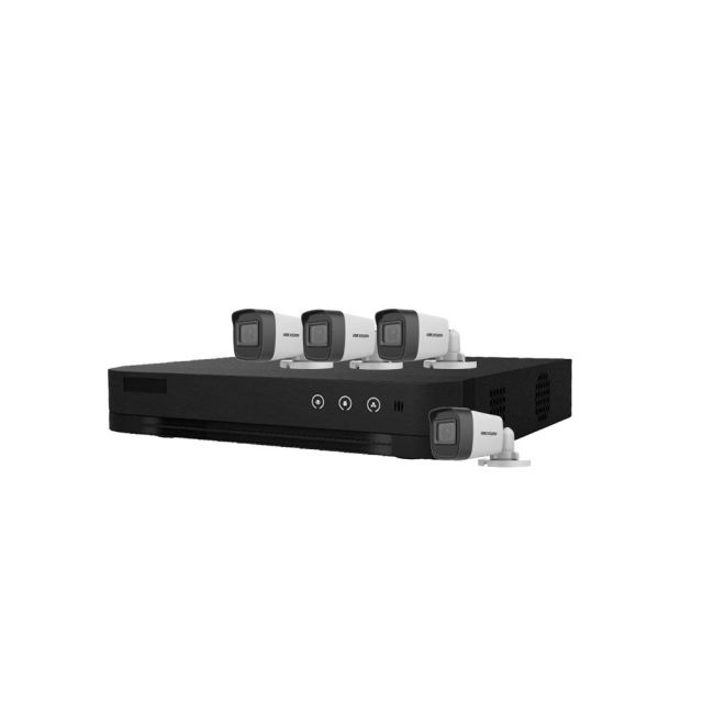 Sistem supraveghere exterior basic HikVision, 4 camere, 5 MP, IR 20 m, 2.8 mm