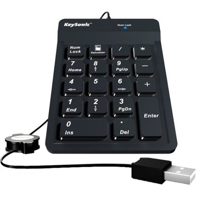 KEYSONIC Tastatura numerica KeySonic ACK-118BK2, USB, Rezistenta la apa si praf IP64, Negru