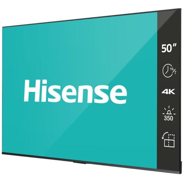 HISENSE Monitor VA LED, Display Profesional Hisense 50DP30FE, 50 inch, UHD (3840 x 2160), 8 ms, 60 Hz, HDMI, functionare 16/7, Negru