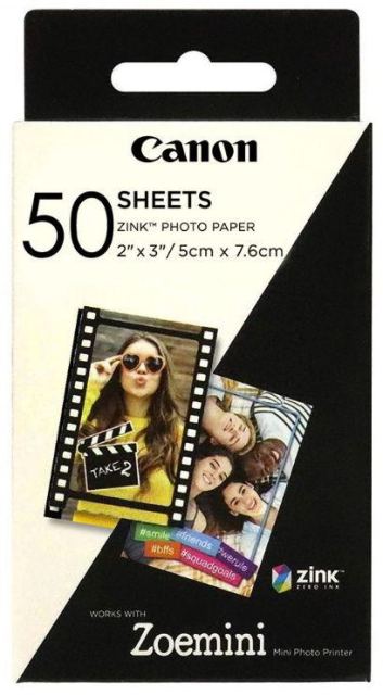 Hartie Foto Canon Zoemini Zink ZP-2030, 5 x 7.6 cm (50 coli)