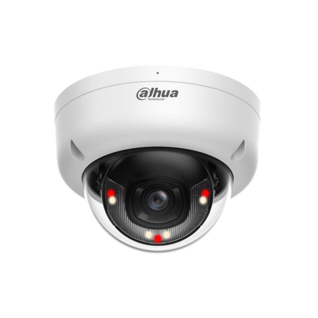 Camera supraveghere exterior IP Dome cu iluminare duala Dahua Smart Dual Light IPC-HDBW1839E1-A-IL, 8 MP, 2.8 mm, IR/lumina alba 30 m, microfon, PoE
