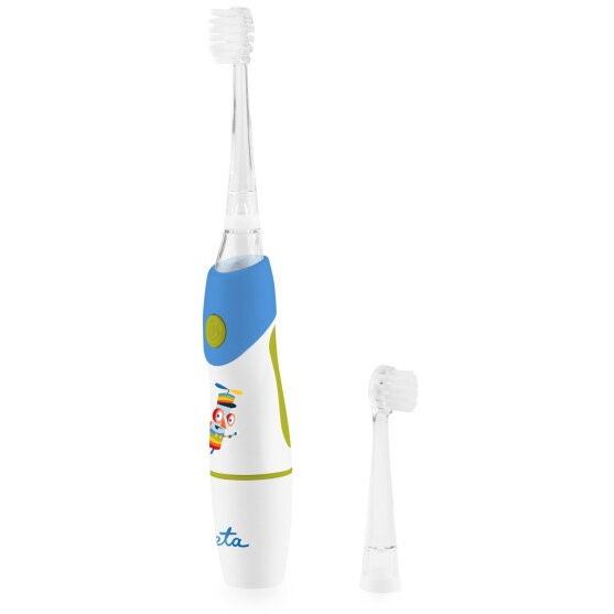Eta Periuta de dinti ETA, Sonetic ETA071090020, Functioneaza cu baterii, Pentru copii, Numar de capete de periuta incluse 2, Numar de moduri de periere a dintilor 1, Albastru-Alb
