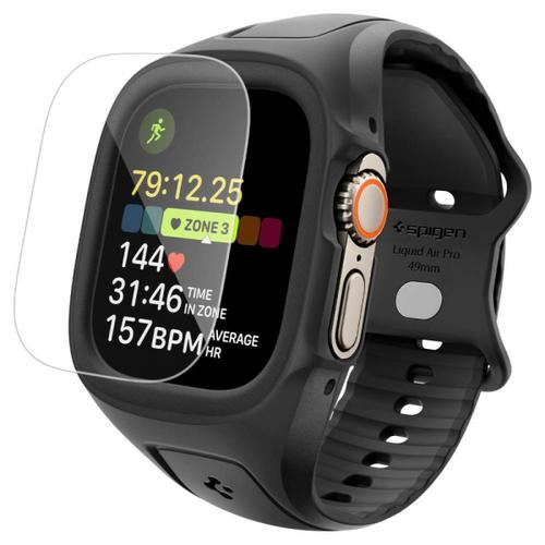 Husa Spigen ACS11416 Liquid Air Pro with Screen Protector pentru Apple Watch Ultra Series, Neagra Mata