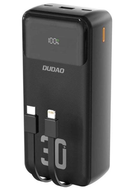 Baterie Externa Dudao K15MAX, 30000mAh, 22.5W, QC + PD, 1 x Lightning - 1 x USB-A - 2 x USB-C, Neagra