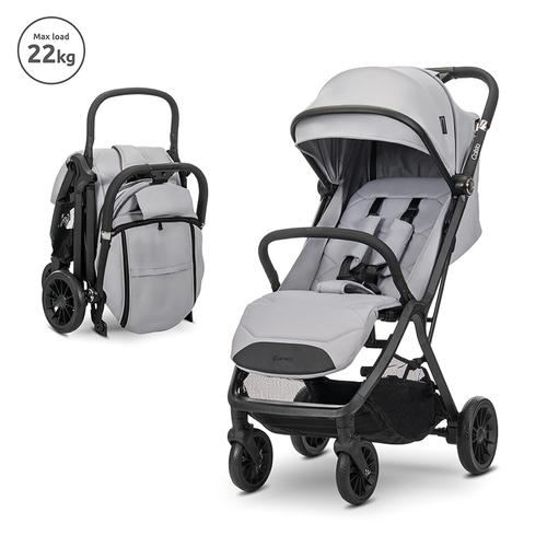 Carucior pentru copii Lorelli Calista, pliere automata, cadru din aluminiu, spatar reglabil 3 pozitii, copertina extensibila, 0-48 luni, pana la 22 kg, Gri