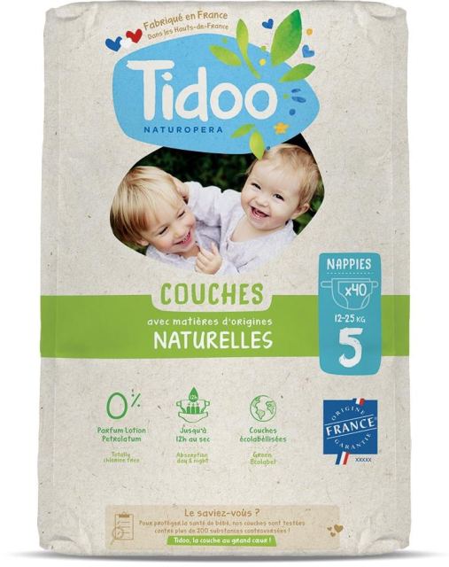 Scutece T5(12-25kg) ECO hipoalergenice, marimea 5 Tidoo 40 bucati