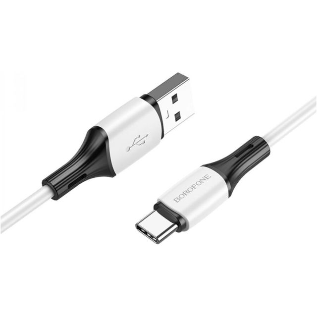Borofone CABLU alimentare si date Borofone BX79, Fast Charging Data Cable pt. smartphone, USB la USB Type-C 3A, 1m, Alb
