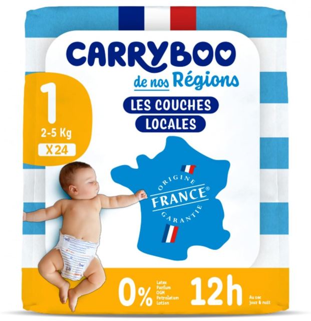 Scutece C1(2-5kg) fara parfum, nou nascuti, marimea 1 Carryboo 24 bucati