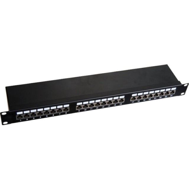 Q-LANTEC Patchpanel STP, Q-Lantec, 24 porturi, Clasa E, Negru