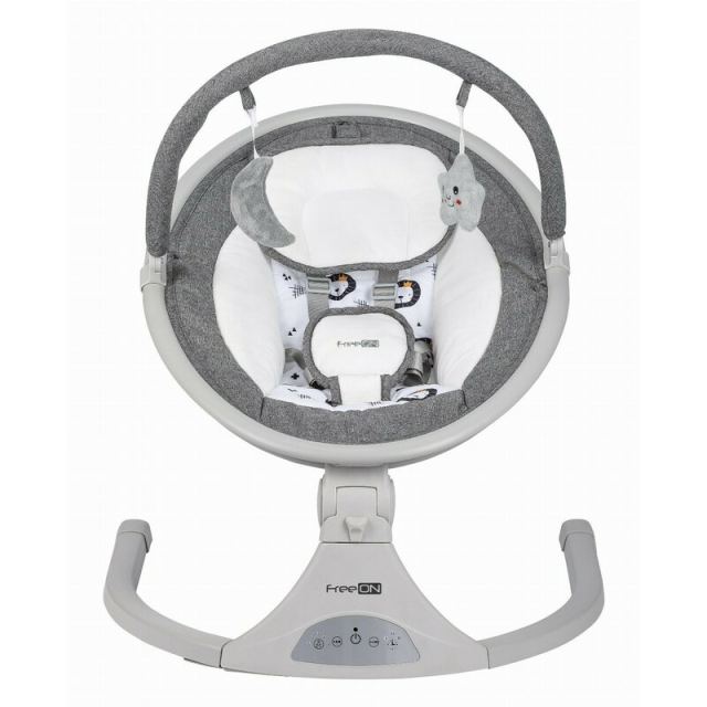 Leagan balansoar FreeOn Elite Grey cu 12 melodii, 5 viteze de balansare si 3 pozitii de reglare a spatarului