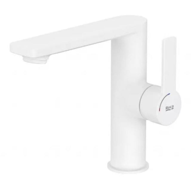 Roca Baterie lavoar Roca, Gama Targa A5A405FB00, monocomanda, marime L, levier metalic, cartus ceramic, set evacuare push to open, alb