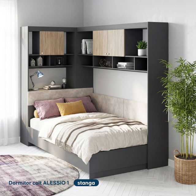 Dormitor complet ALESSIO 1 cu saltea inclusa