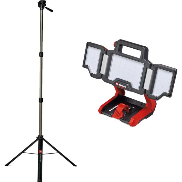 Einhell Lampa LED de lucru-proiector de constructie Einhell TP-CL 18/3000 Li – Solo, 3000 lumeni, trepied inclus, Rosu
