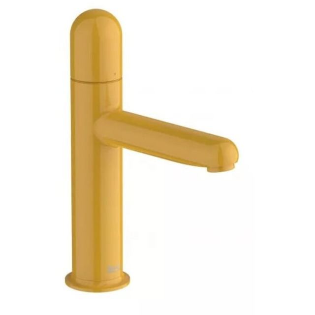 Roca Baterie lavoar Roca, Gama NU A5A3Y3FP10, monocomanda, marime S, levier metalic DOME, cartus ceramic, fara set de evacuare, honey yellow, galben