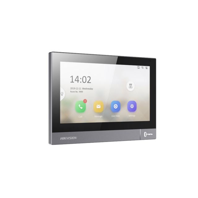 Videointerfon de interior IP Hikvision DS-KH8381-WTE1, ingropat/aparent, 7-inch, slot card, PoE