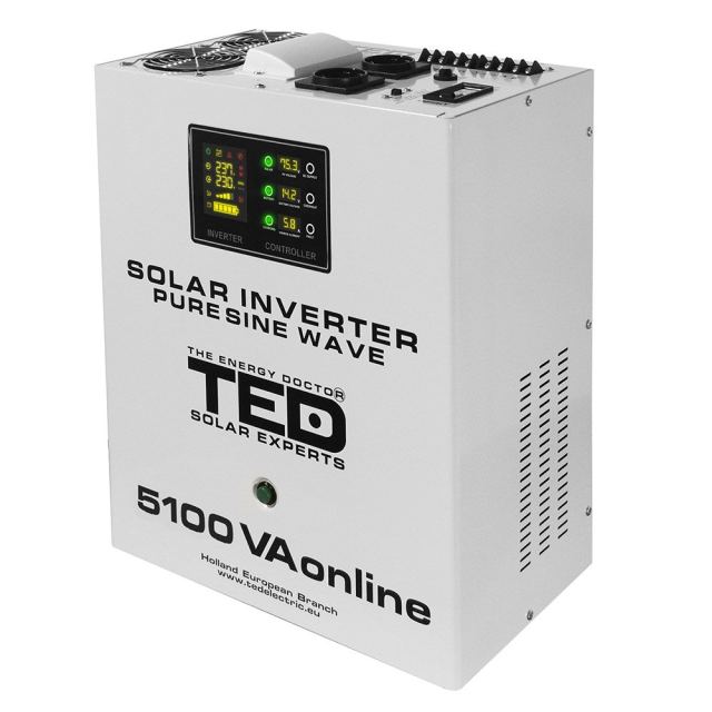 Invertor fotovoltaic Off-grid monofazat TED003898, 5100 VA, 3500 W, MPPT, 2 prize