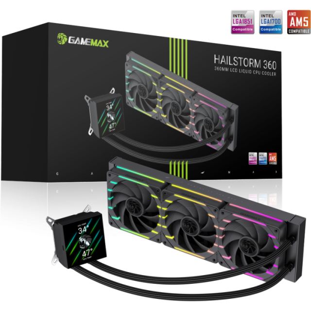 Gamemax Cooler CPU Lichid Gamemax, 360mm, Ecran LCD, ARGB