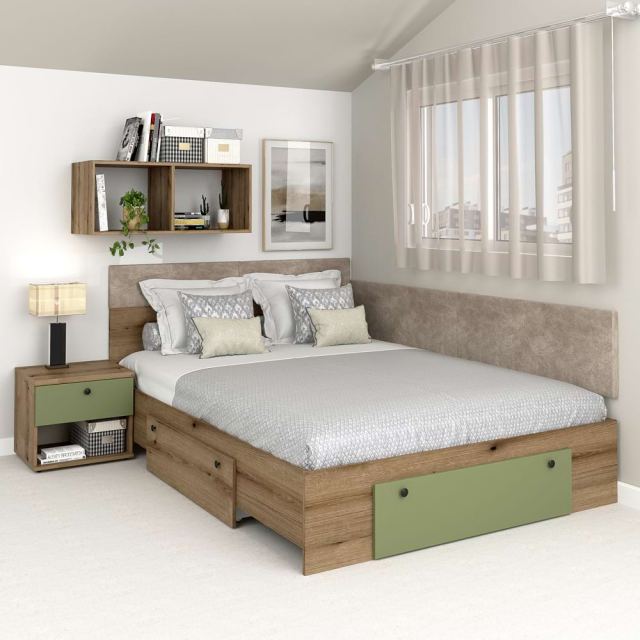 Pat de colt cu 2 sertare AMBRO