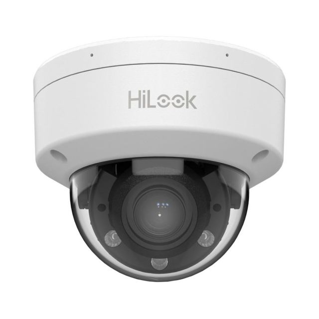 Camera supraveghere IP Dome cu iluminare duala Hikvision HiLook IPC-D620HA-LZU, 2 MP, IR/lumina alba 30 m, 2.8-12 mm, microfon, detectare miscare, slot card, PoE
