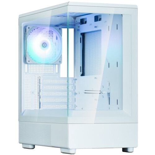 Zalman Carcasa PC Zalman P10, MicroATX, Mini Tower, Sticla temperata, Fara sursa, RGB, 7 ventilatoare compatibile, 1 inclus, Alb