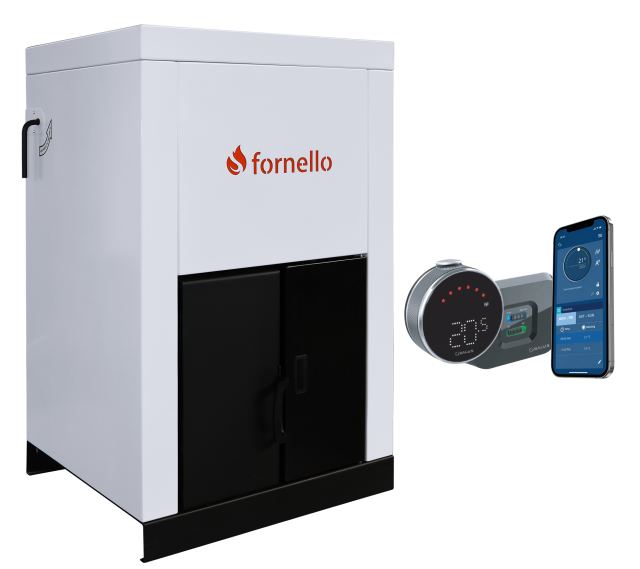 Pachet control de la distanta Centrala pe peleti Fornello Eco Energy 25 kW, complet echipata pentru incalzire, pompa circulatie, vas expansiune, automatizare, buncar peleti 45 kg, tiraj fortat, aprindere automata, curatare facila, pana la 200 mp