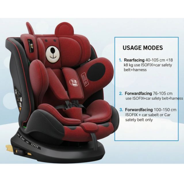 Scaun auto Buf Boof P100 UrsRed, i-size R129, rotativ 360, isofix, 40-150 cm, 0-36 kg