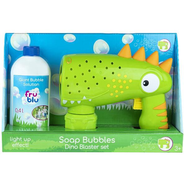 Fru&nbsp;Blu Set baloane de sapun Fru Blu - Dino Blaster, cu solutie baloane 400 ml, Varsta 3+, Multicolor