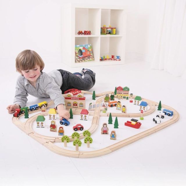 BigJigs&nbsp;Toys Circuit auto si feroviar (101 piese)