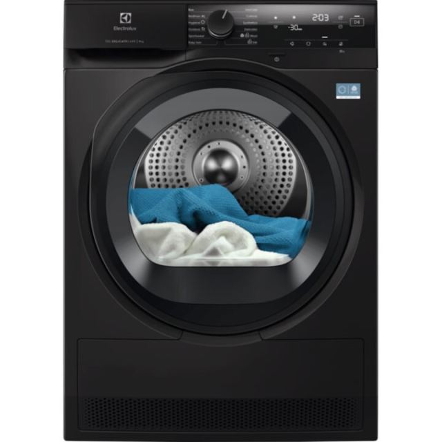 Electrolux Uscator de rufe ELECTROLUX EW7D495UDE PerfectCare700, pompa de caldura, 9 kg, Clasa C, motor Inverter,  DelicateCare + Sensicare, Iluminare interioara, MixCARE, EasyIron, Outdoor, Silent, 66 cm, Negru