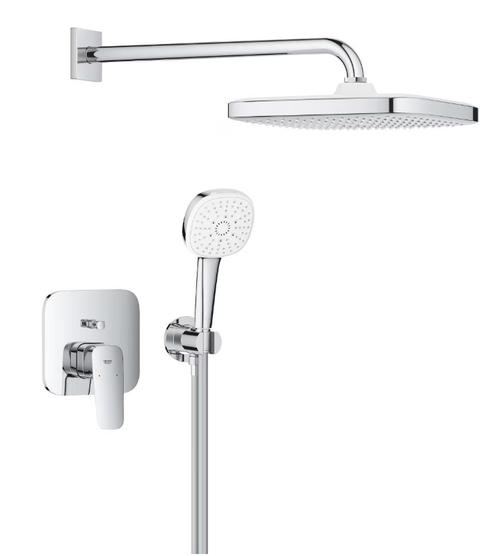 Set de dus incorporat Grohe Cubeo Tempesta 250, Doar parte exterioara, Fara unitate interioara incorporata, 3 functii, Crom