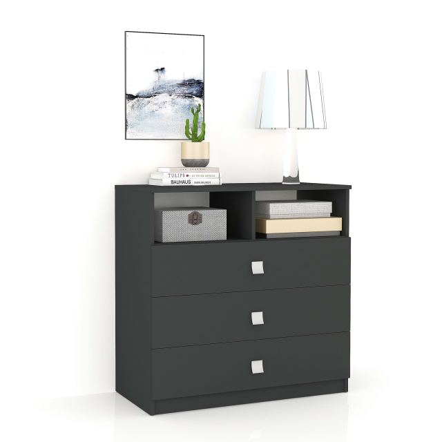 Comoda dormitor LINEA, 3 sertare, Antracit