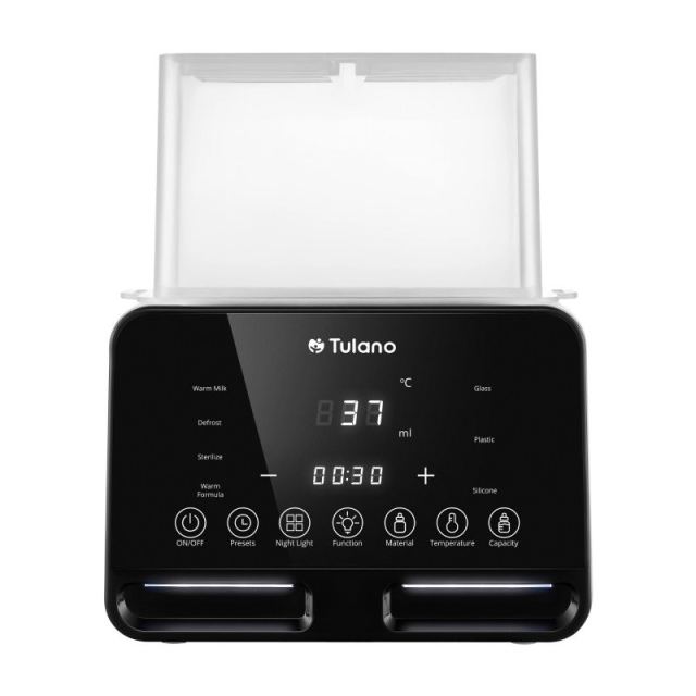 Incalzitor si sterilizator dublu pentru biberoane Tulano Ellie 45 cu 7 functii si afisaj digital, lumina de veghe, fara Bpa, termostat inteligent cu setare temperatura