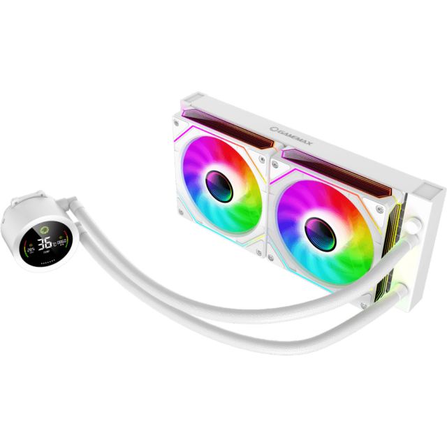 Gamemax Cooler Procesor Gamemax Iceburg 240 Digital, Compatibil Intel / AMD, Racire lichid, Iluminare ARGB, Display, Alb