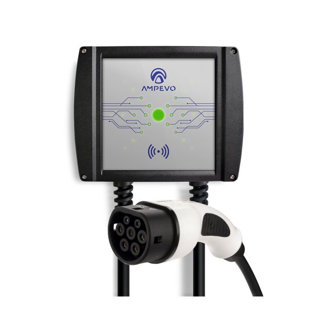 Statie incarcare masini electrice Ampevo AMP107T2GC-CP+RFID, 7.4 kW, Type 2, monofazat, cablu 5 m + 2x card RFID