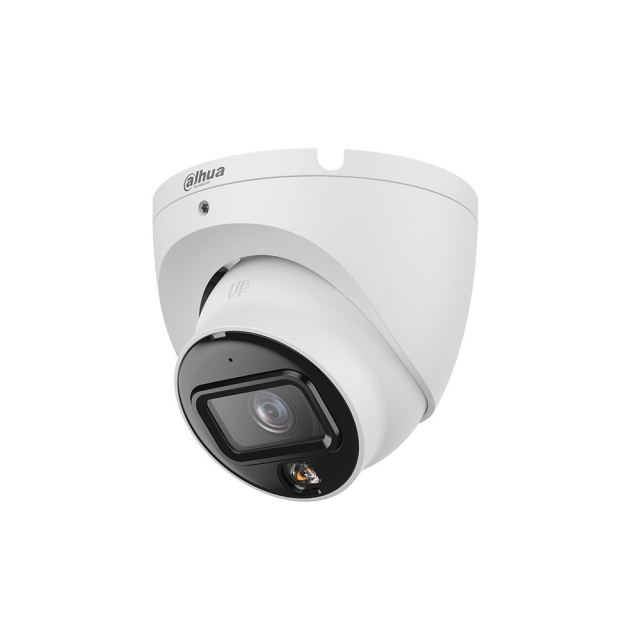 Camera supraveghere exterior IP Dome cu iluminare duala Dahua IPC-HDW1639T-A-IL-0360B-S6, 6 MP, 3.6 mm, IR 30 m, lumina calda 30 m, microfon, PoE