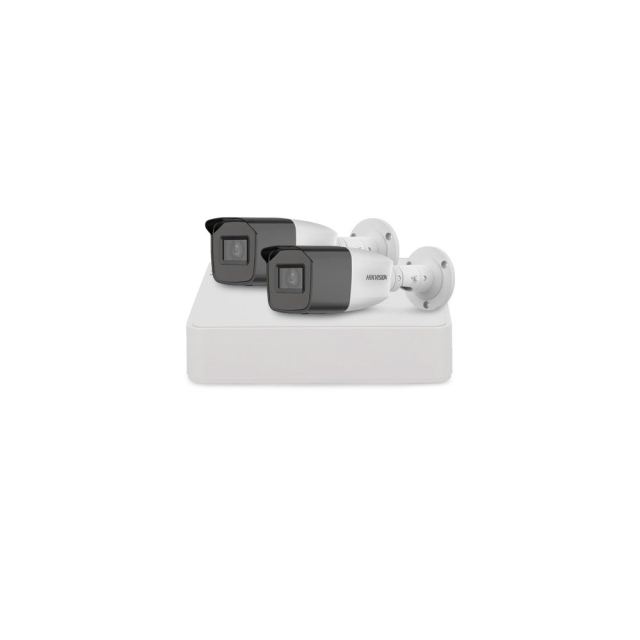 Sistem supraveghere exterior basic HikVision, 2 camere, 2 MP, IR 40 m, 2.7 - 13.5 mm, zoom manual