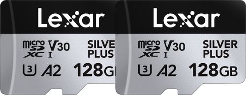 Set 2 carduri de memorie Lexar Professional SILVER Plus LMSSIPL128G-B2ANG, 128GB, microSDXC, UHS-I U3, V30