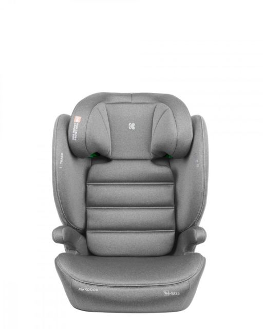 Scaun auto cu isofix KikkaBoo i-Track i-SIZE Light Grey 100-150 cm,tetiera reglabila 12 pozitii cu spuma de memorie,protectie SPS,conectori isofix cu afisaj instalare corecta