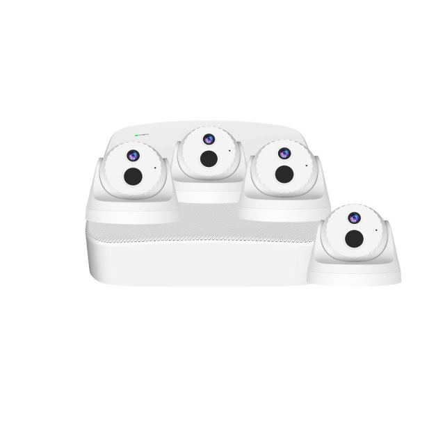 Kit supraveghere interior Dome IP Tenda K4P-4CR,  4 canale, 4 MP, IR 30 m, 4 mm, PoE, microfon