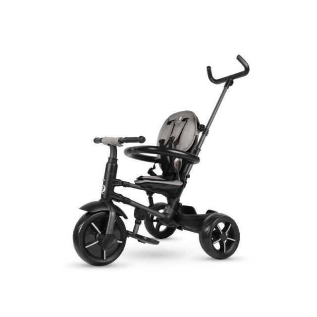 Tricicleta pentru copii Qplay Rito Star Albastru pliabila, cu maner cu control al directiei, spatar matlasat ajustabil in 2 pozitii, de la 10 luni, roti din spuma Eva, frana dubla si copertina XXL cu protectie UV50
