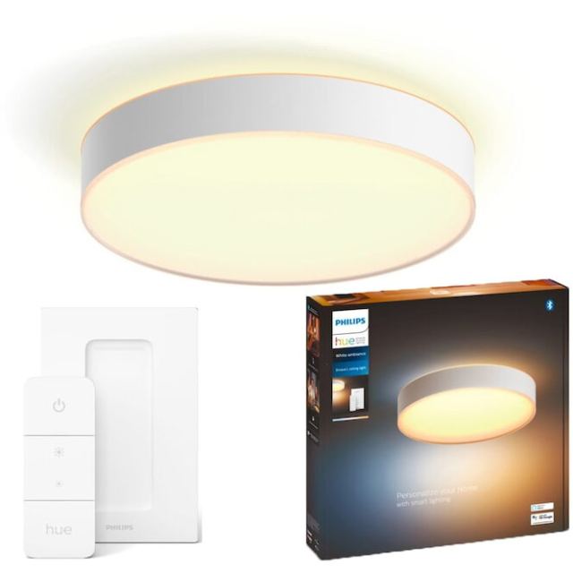 Philips Plafoniera LED inteligenta Philips Hue Enrave, Bluetooth, 33.5W, 4300 lm, 42.5cm, Intrerupator cu variator inclus, clasa energetica F, Alb