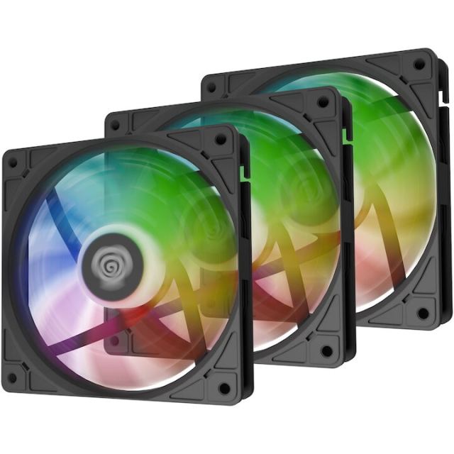 Genesis Set 3 Ventilatoare Genesis OXAL NGF-2265, 120mm, ARGB, 1450 RPM, 42-46 CFM, Negru