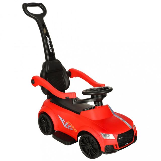 Masinuta copii de impins cu maner sunete si lumini Red, prevazuta cu suport pentru picioare, spatar mare confortabil, potrivita copiilor cu varsta mai mare de 1,6 ani cu greutatea pana la 23 kg